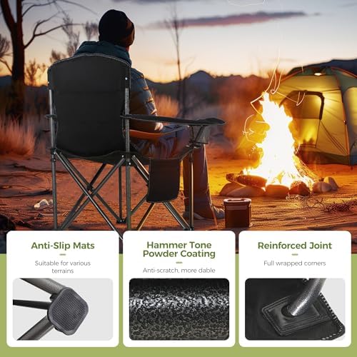 ALPHA CAMP Oversized Camping Folding Chair Heavy Duty Lawn Chair with Cooler Bag