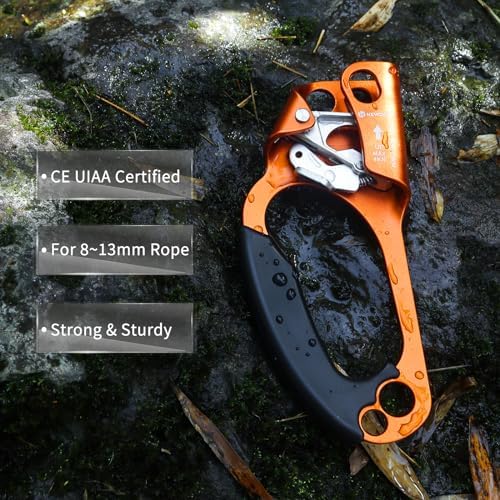 NewDoar UIAA & CE Certified Hand Ascender Rock Climbing Tree Arborist Rappelling Gear Equipment Rope Clamp for 8~13MM Rope