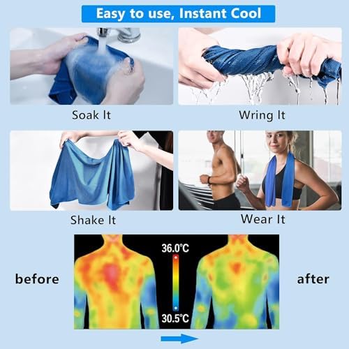 Sukeen Cooling Towels 8 Pack (40"x12"), Cooling Towels for Neck and Face, Microfiber Cool Towel, Soft Breathable Chilly Towel for Yoga, Golf, Gym, Camping, Running, Workout & More Activities