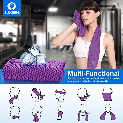 Sukeen 4 Pack Cooling Towel (40"x12"), Ice Towel, Soft Breathable Chilly Microfiber Towel for Yoga, Sport, Running, Gym, Workout, Camping, Fitness, More Activities