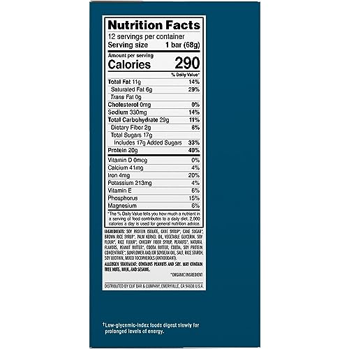 CLIF BUILDERS Protein Bars - Chocolate Peanut Butter Flavor - 20g Plant Based Protein - Gluten Free - Non-GMO - Low Glycemic - No Artificial Sweeteners - Value Pack, 2.4 oz. (12 Count)