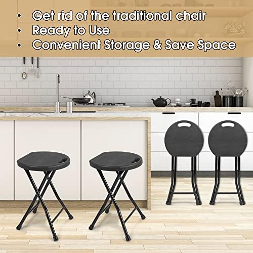 Folding Stool - 550lbs Capacity, Foldable Handle, Portable Heavy Duty, Outdoor/Indoor, 18 Inch Collapsible for Camping & Home (Set of 1, Black)