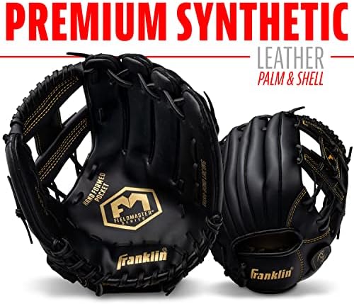 Franklin Sports Baseball + Softball Gloves - Field Master Adult + Youth Baseball + Softball Gloves - Right Hand + Left Hand Gloves - Infield + Outfield Mitts - Multiple Sizes + Colors