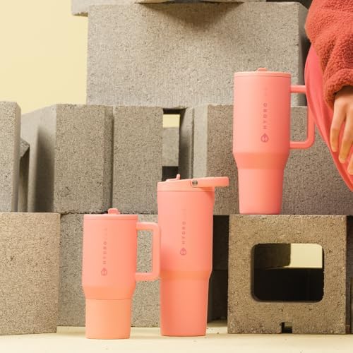 HydroJug Sport - Stainless Steel Tumbler with Straw, Vacuum Insulated, 32oz Leakproof Water Bottle, Ergonomic Design, Reusable, Dishwasher Safe, Rubber Base, Durable for Gym or Outdoors, Dahlia