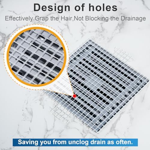 INVIHUG,25 Pack,Disposable Shower Drain Hair Catcher Mesh Stickers,Disposable Hair Drain Catcher(6.1inch Square)