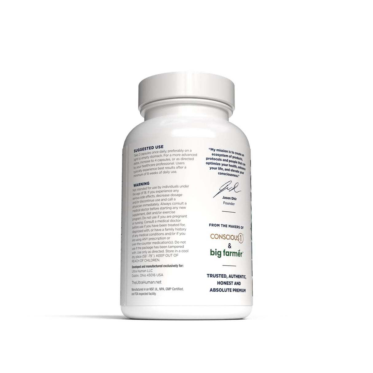 Ultra Human Daily Wellness Support – Heavy Metal Detox Cleanse, with Zeolite, Shilajit, Organic Greens, NAC. Supports Daily Detox & Immune System - (60 Capsules)