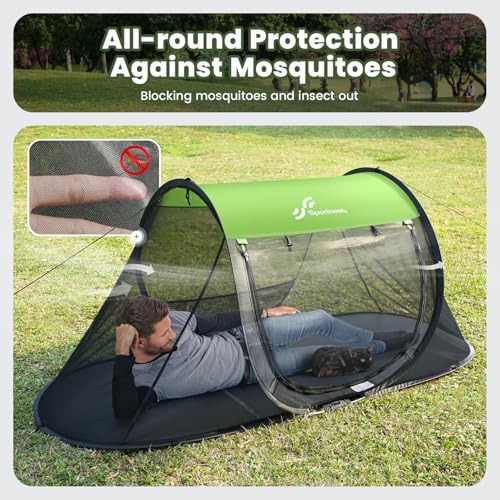 Sportneer Pop-Up Mosquito Net Tent, Portable Foldable Mosquito Tent with Bug Screen Net Adults Kids for Camping Cot, 1 Person Camping Tent for Bed
