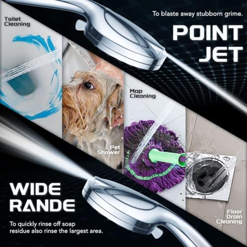 10''Rainfall Shower Head with Handheld Combo High Pressure 8+2 MODE built-in power wash, Stainless Steel Chrome Showerhead with 11'' Extension Arm Height/Angle Adjustable with Holder&60"Hose