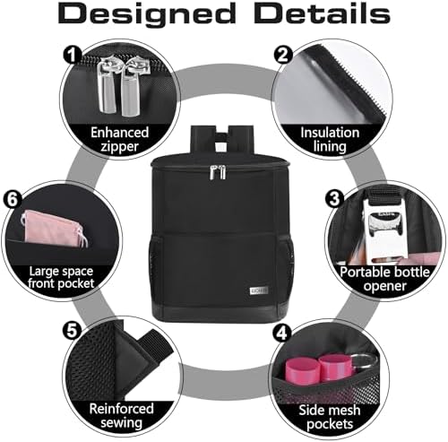 Insulated Cooler Backpack Outdoor - Leak Proof Backpack Cooler 30 Cans, Waterproof Lightweight Cooler Bag for 12h Hot/Cold Retention - Soft Cooler for Travel, Camping, Beach, Lunch