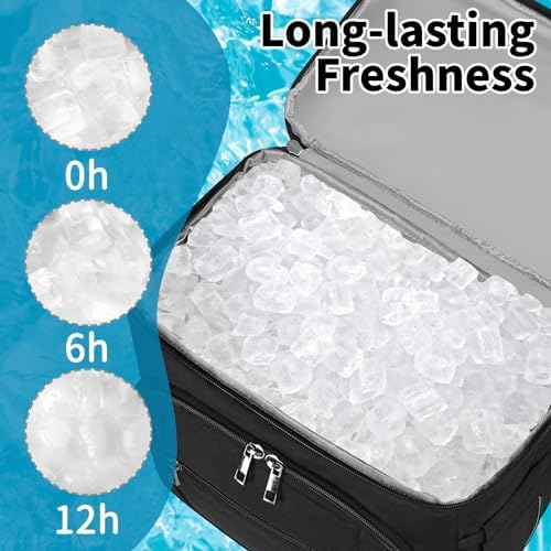 Cooler Backpack,Insulated Backpack Cooler Leakproof Double Deck Cooler Bag for Men Women RFID Lunch Backpack