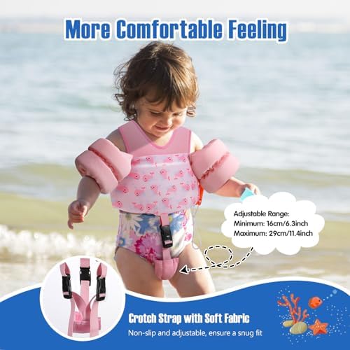 MoKo Toddler Swim Vest for Kids, 20-66 lbs, Arm Floaties with Adjustable Straps, Nylon Material, Swim Vest for Toddlers Learning to Swim