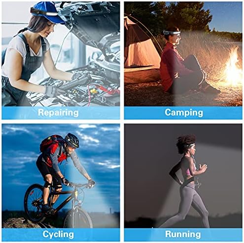 COSOOS Original 2 Rechargeable Headlamps, Bright LED Headlamp Flashlight 1000 Lumen, 230 ° Wide Beam & Spot Light, Motion Sensor, 2.4 oz Head Lamp with Clips for Hardhat, Camping, Hiking