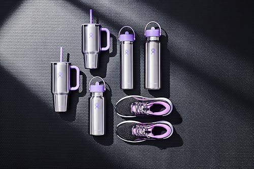 HYDRO FLASK Wide Mouth vacuum insulated stainless steel water bottle with leakproof closeable straw lid for cold water drinks, sports, travel, car and school