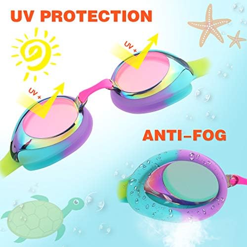 Keary Kids Swim Goggles for Toddler Kids Youth(3-12),Anti-Fog Waterproof Anti-UV Clear Vision Water Pool Goggles