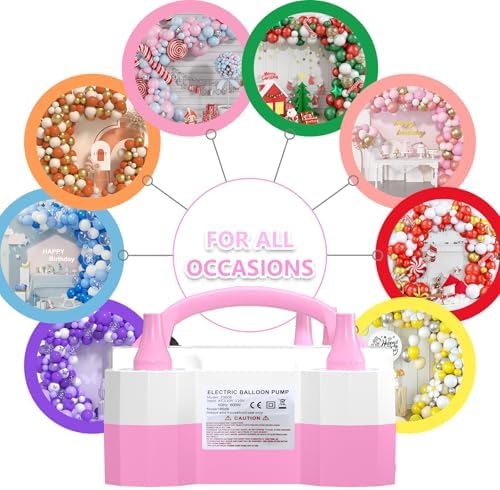 SINBEE Balloon Pump, Balloon Pump Electric, Portable Dual Nozzle Electric Blower Air Pump Inflator for Party Decoration. Faster and Save Time