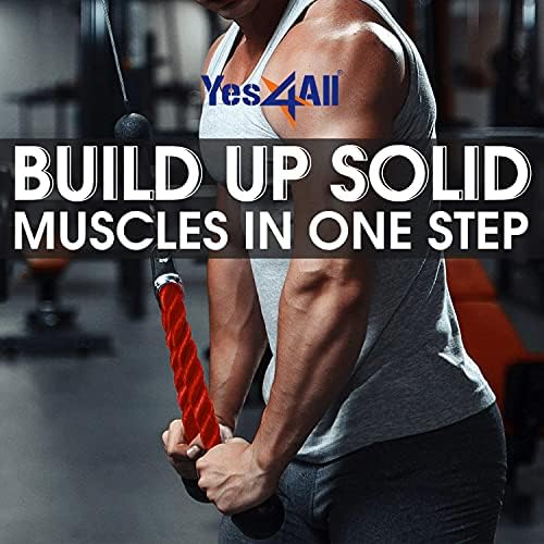 Yes4All Deluxe Tricep Rope Cable Attachment, 27 & 36 inch with 4 Colors, Exercise Machine Attachments Pulley System Gym Pull Down Rope with Carabiner