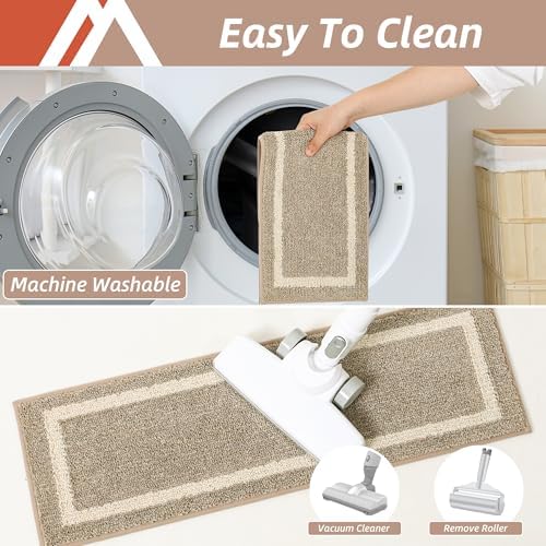 COSY HOMEER Soft Stair Treads Non-Slip Carpet Mat 28inX9in Indoor Stair Runners for Wooden Steps,Stair Rugs for Kids and Dogs, 100% Polyester TPE Backing 4pcs,Beige,Square