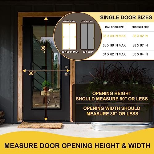 Magnetic Screen Door- Fit for Door Size:36x80 Inch, Screen Itself Size:38"x82", Hands Free Mesh Partition,Heavy Duty Screen Door Mesh Curtain Keeps Bugs Out, Frame Hook & Loop, Pet and Kid Friendly