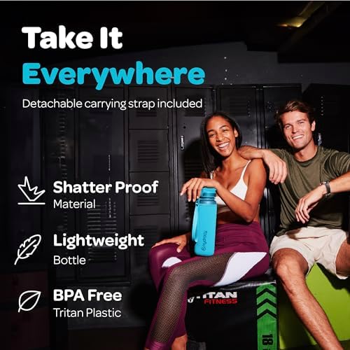 Hydracy Water Bottle with Time Marker -Large BPA Free Water Bottle & No Sweat Sleeve -Leak Proof Gym Bottle with Fruit Infuser Strainer & Times to Drink -Ideal for Fitness Sports & Outdoors