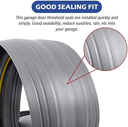 ToLanbbt 20Ft/6M Universal Garage Threshold Seal Strip with 300ml Black Adhesives, Garage Door Bottom Weatherproof Strip Rubber DIY Weather Stripping Replacement (Grey)