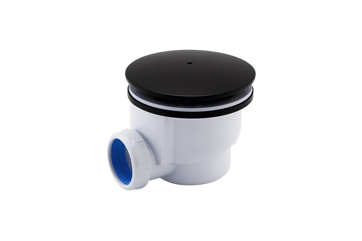 Sandy Beach Black Shower Waste, Black Elegance, Premium 90mm Waste Trap, Sleek Shower Tray Waste Trap, and Drain Cover Replacement Solutions - Perfectly Sized, Effortlessly Stylish (Black)