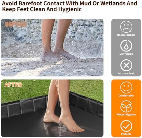 41"x41"x5" Portable Shower Pan Camping Shower Base Collapsible Temporary Shower Stall with Drain Hose Durable Foldable Basin for RV Outdoor Bathing Pets Tent Indoor Outdoor Use