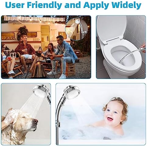 Marbrasse High Pressure Shower Head, Angle-Adjustable Water Saving Body Sprays… (Chrome, 2Pack)