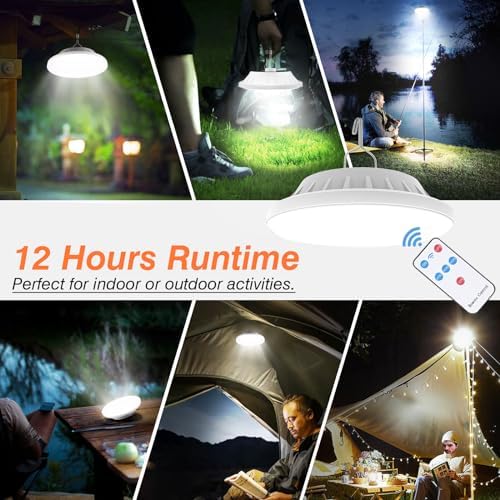 USB Solar Camping Light Remote Tent Light 2 Pack - 4000LM Portable LED Rechargeable Camping Lantern Hanging IPX4 Waterproof Emergency Light for Camping, Hiking, Power Failure, Hurricane (120 LEDs)
