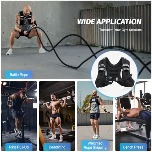 ZELUS Weighted Vest, 6lb/8lb/12lb/16lb/20lb/25lb/30lb Weight Vest with Reflective Stripe for Workout, Strength Training, Running, Fitness, Muscle Building, Weight Loss, Weightlifting