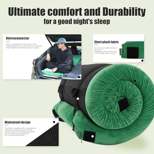 3 Inch Thick Memory Foam Sleeping Pad Camping Mattress,Portable Roll up Mattress-Car/Tent/Cot/Floor,Comfortable Sleeping Mats for Guests Kids Adult Sleepover