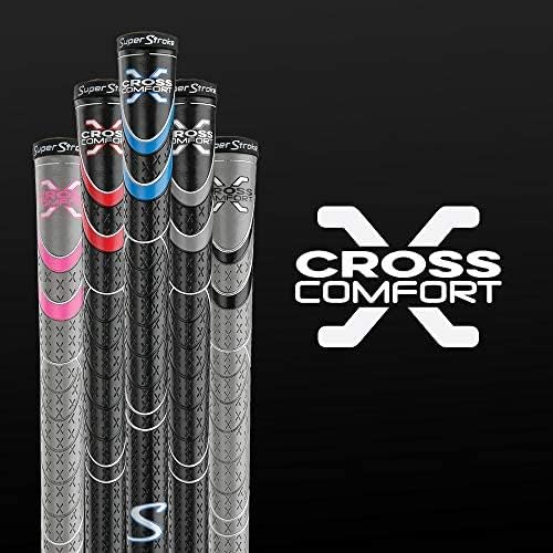 SuperStroke Cross Comfort Golf Club Grip | Soft & Tacky Polyurethane That Boosts Traction | X-Style Surface & Non-Slip | Swing Faster & Square The Clubface More Naturally