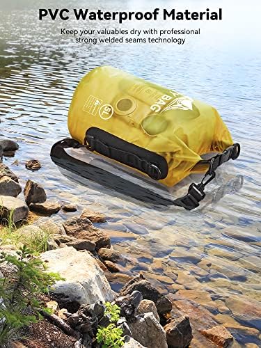 HEETA Dry Bag Waterproof for Women Men, 5L/10L/20L/30L/40L Roll Top Lightweight Dry Storage Bag Backpack with Phone Case for Travel, Swimming, Boating, Kayaking, Camping & Beach, 11 Transparent Colors