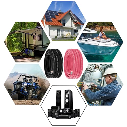 6 Gauge Marine Wire 6 AWG Marine Grade Wire Include 6 AWG 10FT Red & 10FT Black,6 Gauge Tinned Copper Boat Cable for Automotive Electrical Battery Speakers Solar Outdoor RV Camper Trailer