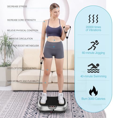 AXV Vibration Plate Exercise Machine Whole Body Workout Portable Mini Vibrate Fitness Platform Lymphatic Drainage Machine for Weight Loss Shaping Toning Wellness Home Gyms Workout (Mini)