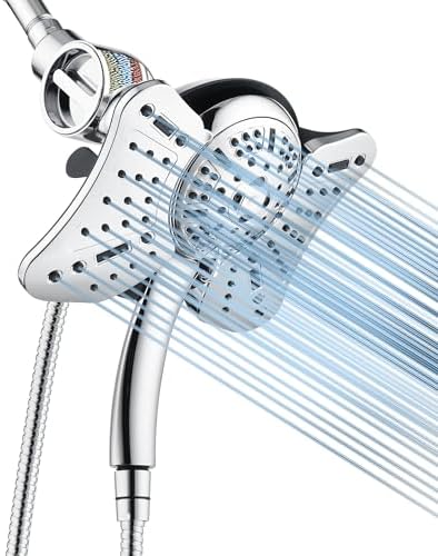 GRICH Filtered Shower Head with Handheld: 2.5GPM Shower Heads with Handheld Spray Combo,2 in 1 Rainfall Shower Head & Handheld Shower Headwith 60 Inch Hose