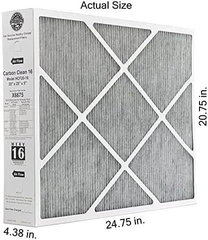 Lennox Healthy Climate Lennox X6675 20x25x5 Healthy Climate Carbon-Clean MERV 16 Filter Bundle with Same Day Supply Filter Change Reminder Magnet (2-Pack) 2 Count (Pack of 1)
