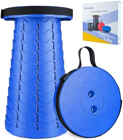 Boreeman Upgraded Folding Stool Lightweight Yet More Sturdy with Load Capacity 400lbs Portable Collapsible Stool for Camping Fishing Hiking BBQ (All Blue)