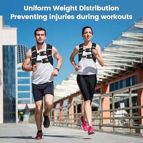 Weighted Vest with Two Adjustment Straps for Men Women, 8lbs/12lbs/16lbs/20lbs Weight Vest with Reflective Stripes for Workout