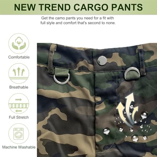Camo Cargo Pants for Women - Army Fatigue High Waisted Stretchy Camouflage Cargo Pants with Pockets