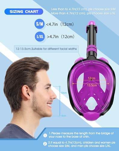 Greatever G2 Full Face Snorkel Mask with Latest Dry Top System,Foldable 180 Degree Panoramic View Snorkeling Mask with Camera Mount,Safe Breathing,Anti-Leak&Anti-Fog