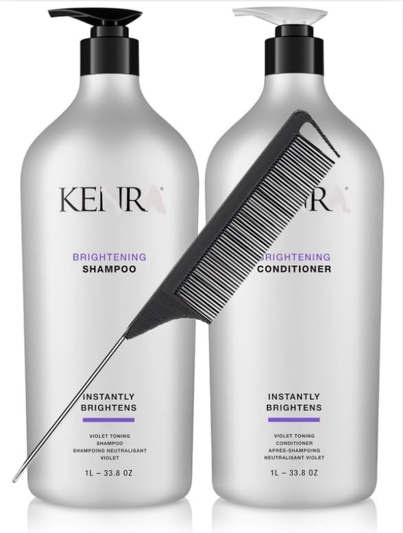 Brightening Shampoo/Conditioner for Blondes, Grays, Brunettes & All Hair Types 33.8 Oz (Comb Included)