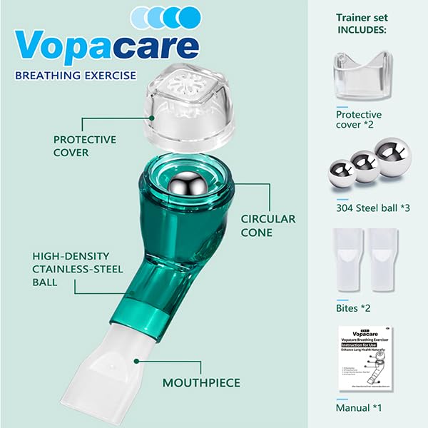 Flutter Valve Breathing Exercise Device for Lungs, Mucus Removal & Lung Strengthening, Adjustable Resistance Expiratory Trainer, Portable Lung Exerciser for Mucus Clearance