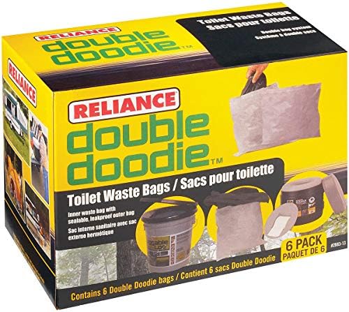 Reliance Products Double Doodie | Portable Toilet Waste Bags | No Gel | 6 Count (Pack of 1), Black, (2683-13)