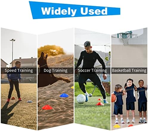 25/50/100/200 Pack Disc Cones, Agility Soccer Cones with Carry Bag and Holder, Soccer Cones for Sports Training, Football, Soccer, Basketball, Coaching, Practice Equipment, 5 Color