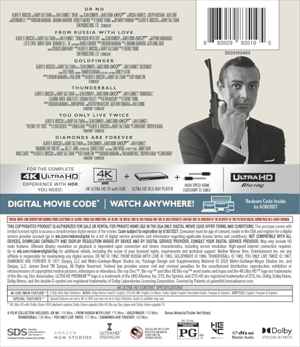007: James Bond - Sean Connery 6-Film Collection (4K Ultra HD + Digital)