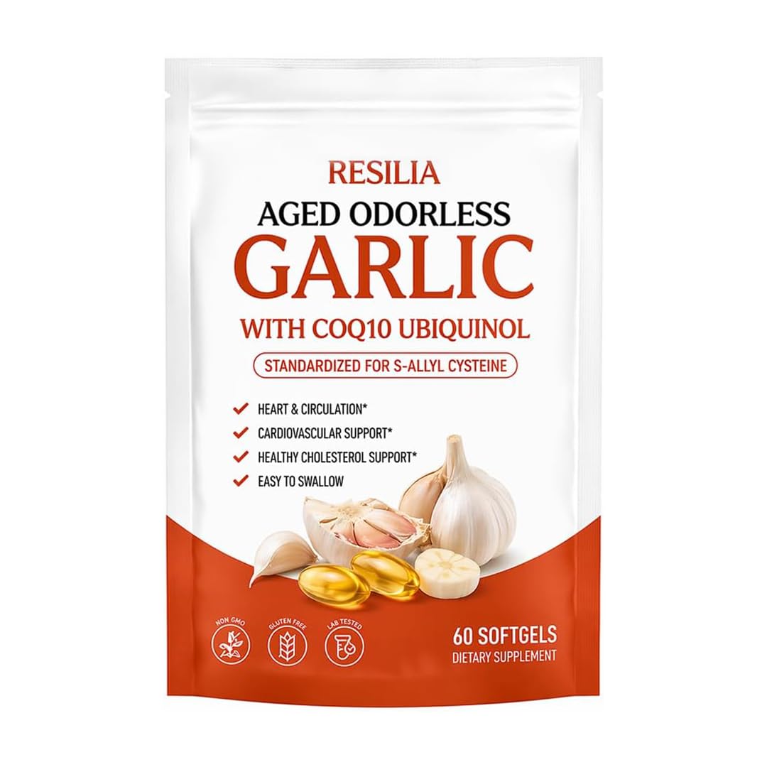 Resilia Aged Garlic Extract 600mg Softgels (60 Count), Daily Wellness Support Softgels for Adults