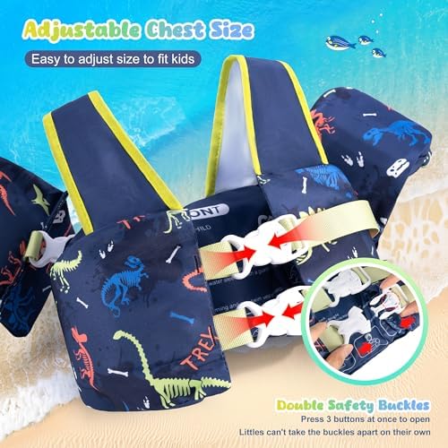 NEMONE Toddler Swim Vest for 22-70 lbs Kids Floaties Swim Jacket with Arm Water Wings for Girls Boys 2 3 4 5 6 7 Years Old Sea Beach Pool