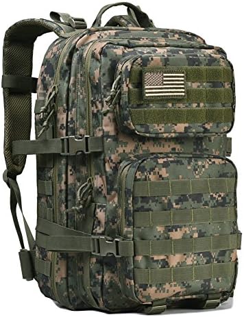 REEBOW GEAR Military Tactical Backpack Large Army 3 Day Assault Pack Molle Bag Backpacks (Woodland Camo)
