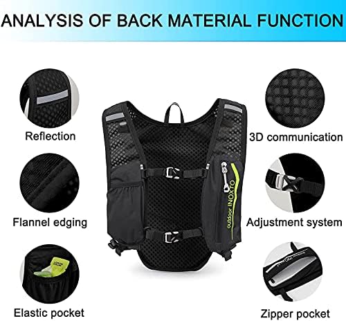 INOXTO Running Hydration Vest Backpack,Lightweight Insulated Pack with 1.5L Water Bladder Bag Daypack for Hiking Trail Running Cycling Race Marathon for Women Men