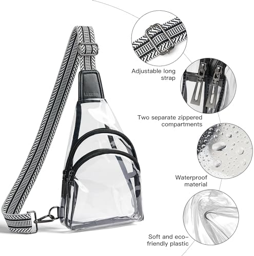 Clear bags Stadium Approved Crossbody Sling Bag Fanny Pack Backpack Purses for Women Men Belt bag for stadium events